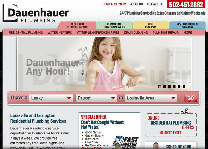 Louisville web design portfolio : Dauenhauer Plumbing