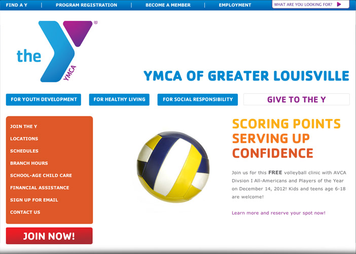 Louisville web design portfolio : YMCA