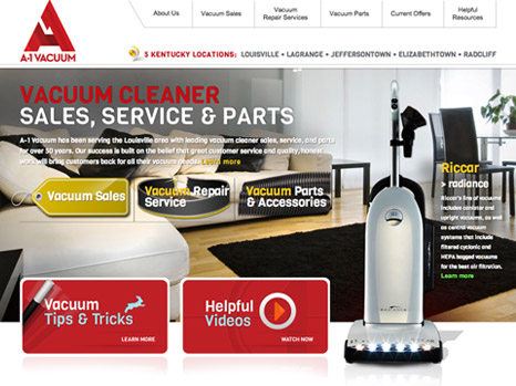 Louisville web design portfolio : A1 Vacuum