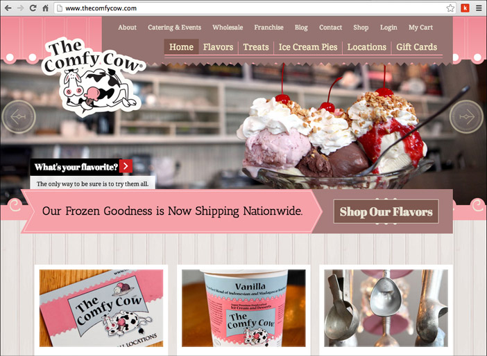 Louisville web design portfolio : The Comfy Cow